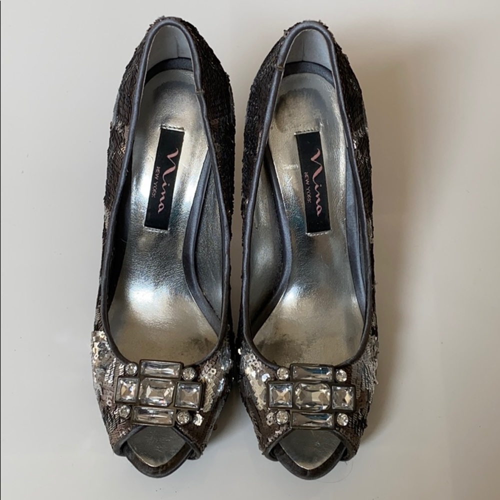 Jewel and sequin heels